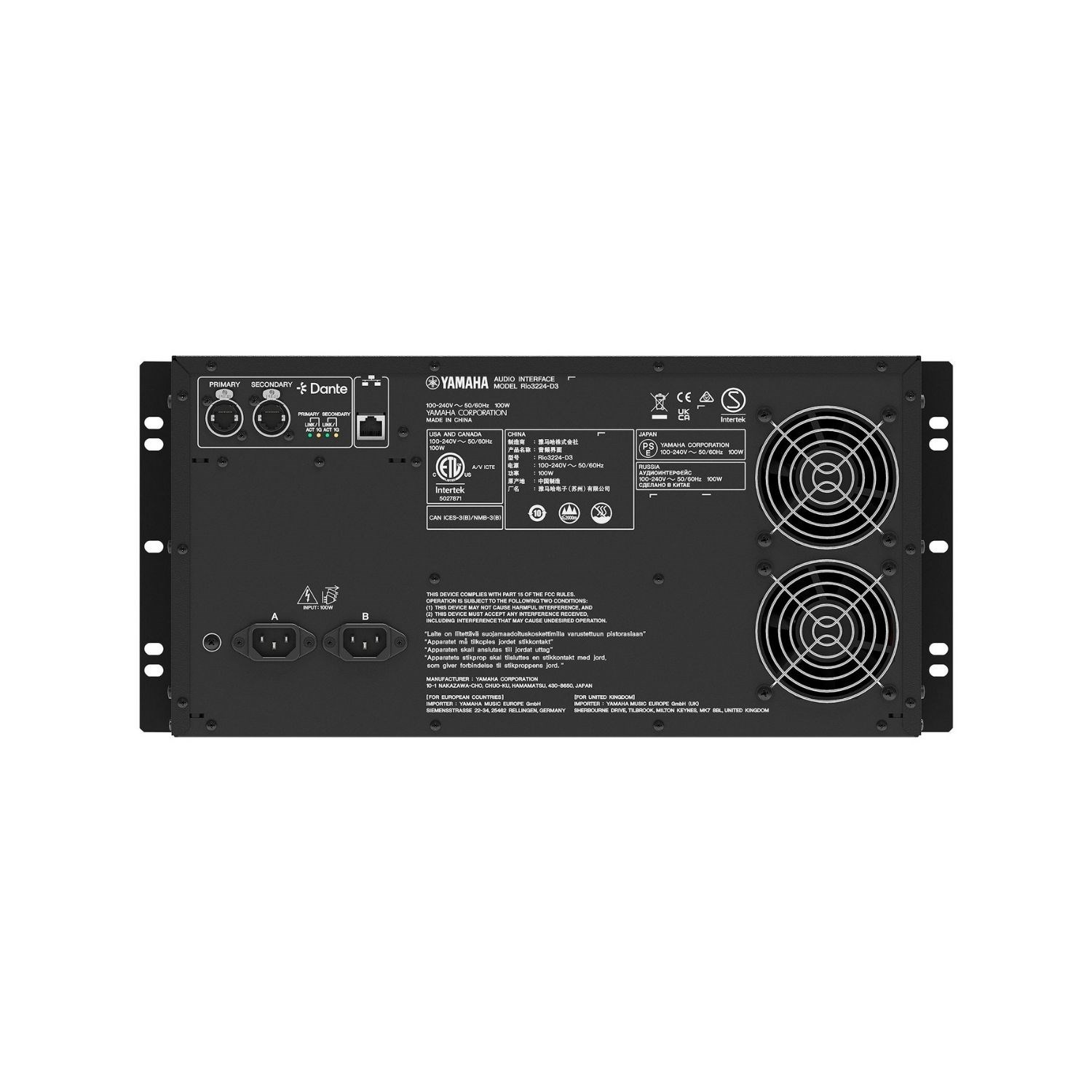 YAMAHA Rio3224-D3 Dante I/O Rack Ünitesi