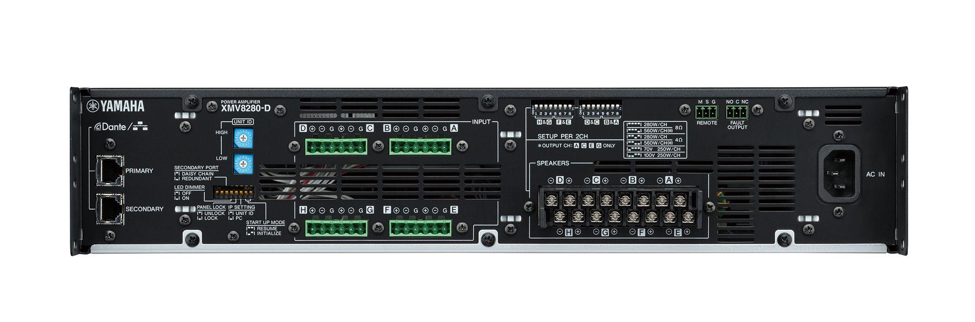 Yamaha XMV8280-D 8 Kanallı Power Amfi 8x280 Watt/4 ohm Dante