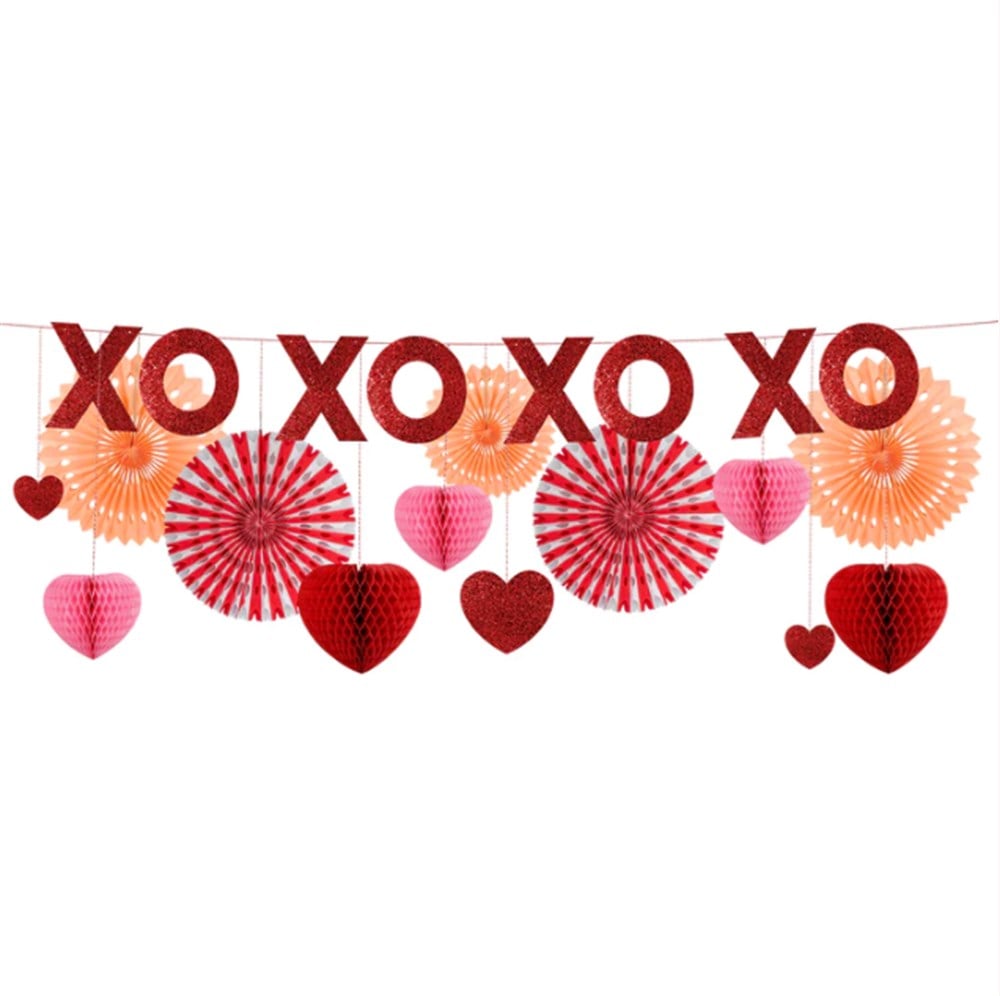 Meri Meri - Honeycomb Valentines Garland - Petekli Sevgililer Günü Asılan Süs Asılan Süsler
