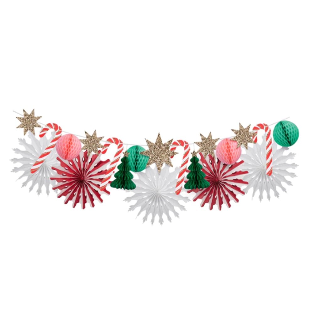 Meri Meri - Xmas Honeycomb Garland - Yeni Yıl Petekli Asılan Süs Asılan Süsler