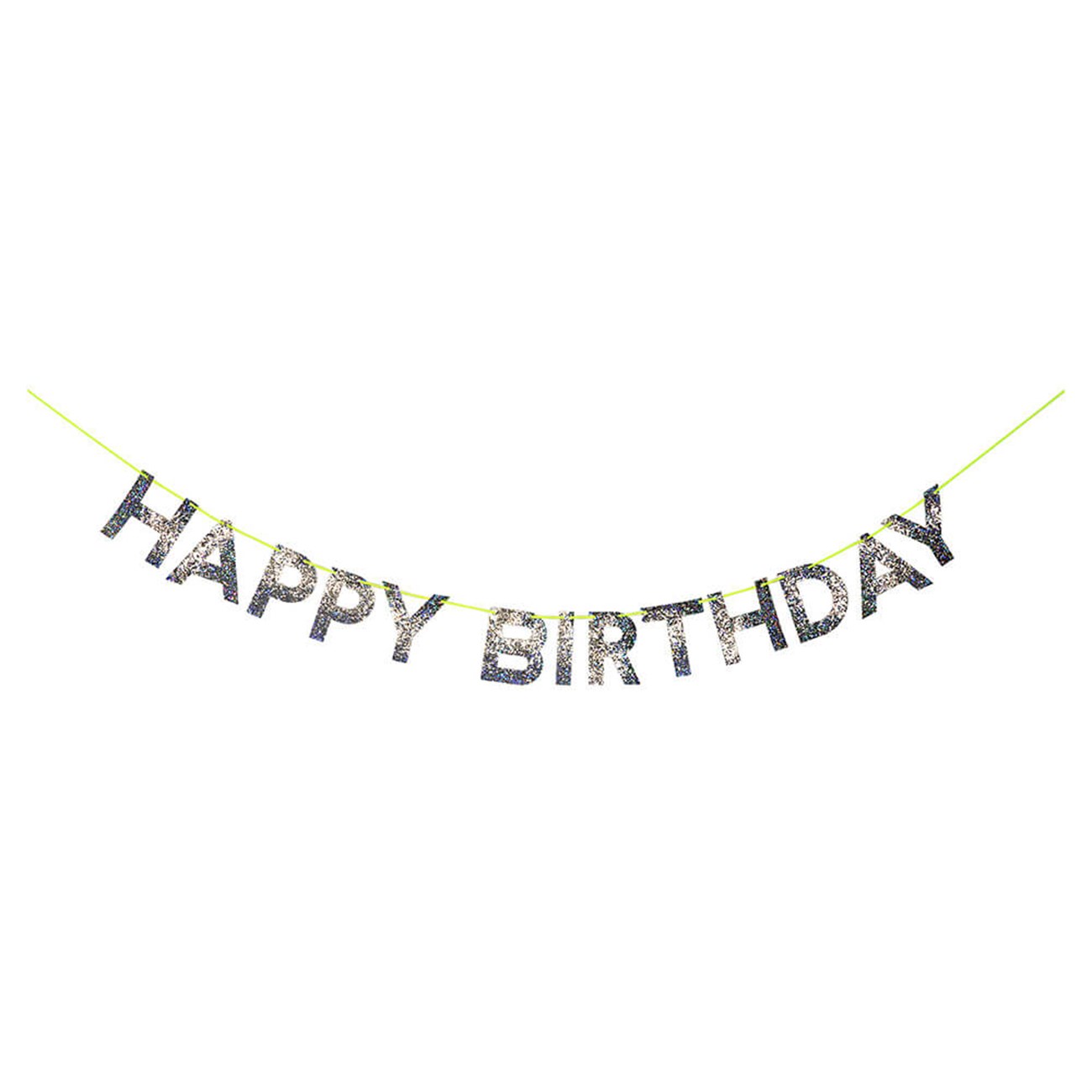 Meri Meri - Silver Happy Birthday Garland - Gümüş Happy Birthday Asılan Süs