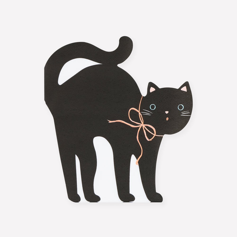 Meri MeriMeri Meri - Halloween - Cadılar Bayramı Kedi Şeklinde Peçete - 16 Adet303972