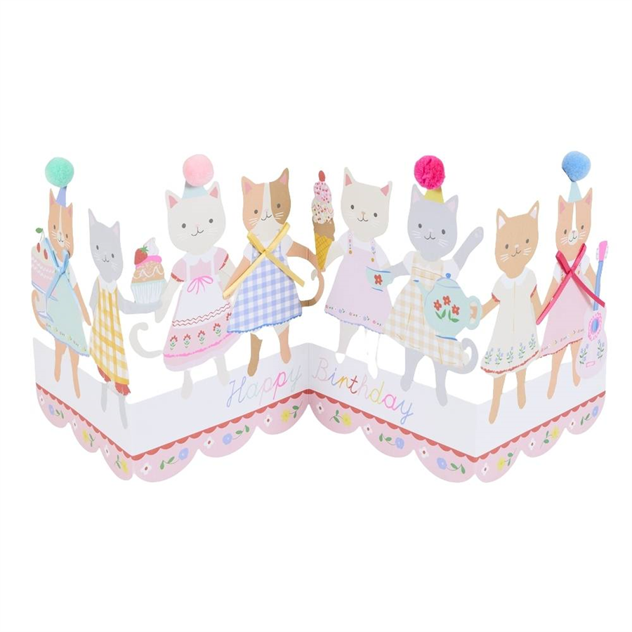 Meri MeriMeri Meri - Kitten Club Concertina Birthday Card - Yavru Kedi Kulübü Doğum Günü Kartı300768