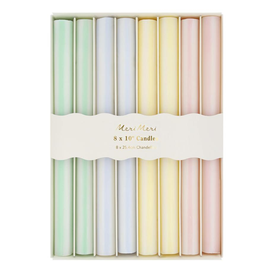Meri MeriMeri Meri - Pastel Çizgili Sofra Mumları - 8 Adet297015