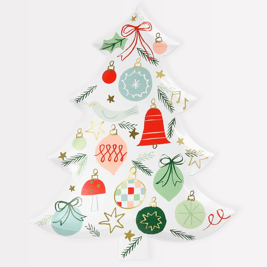 Meri MeriMeri Meri - Patterned Christmas Tree Plates - Yeni Yıl Ağacı Şekilli Tabaklar - 8'li217603