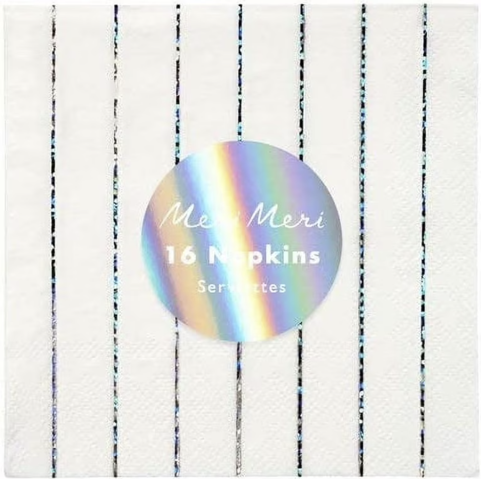 Meri MeriMeri Meri - Silver Stripe Napkins - Gümüş Çizgili Peçete - S181756