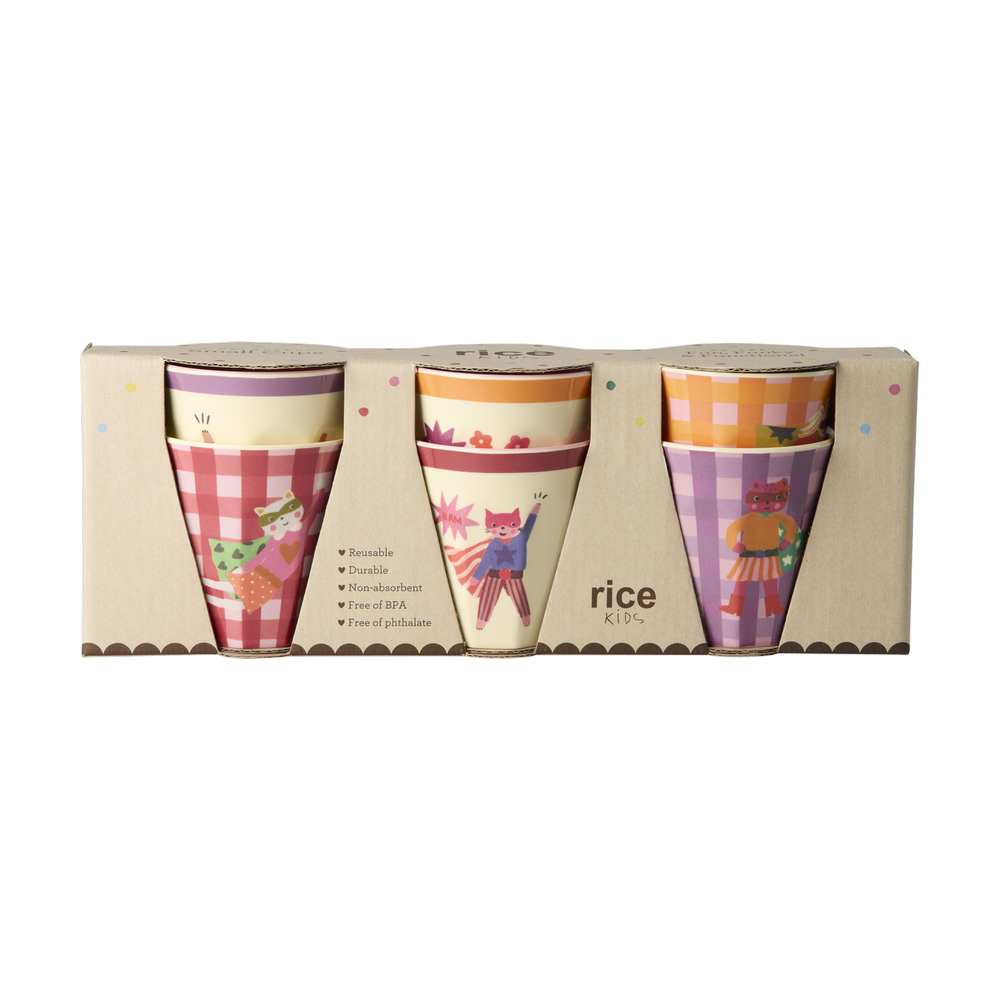RiceteriaMelamin Çocuk Bardak Seti - Pembe KahramanKICUP-6ZHEROI