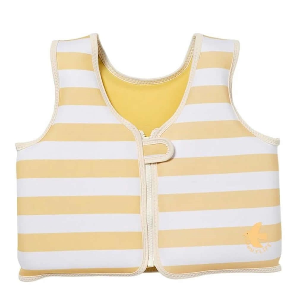 SUNNYLiFESUNNYLiFE - Kids Swim Vest 2-3 Sid the Seagull Mustard StripeS51VVMS2