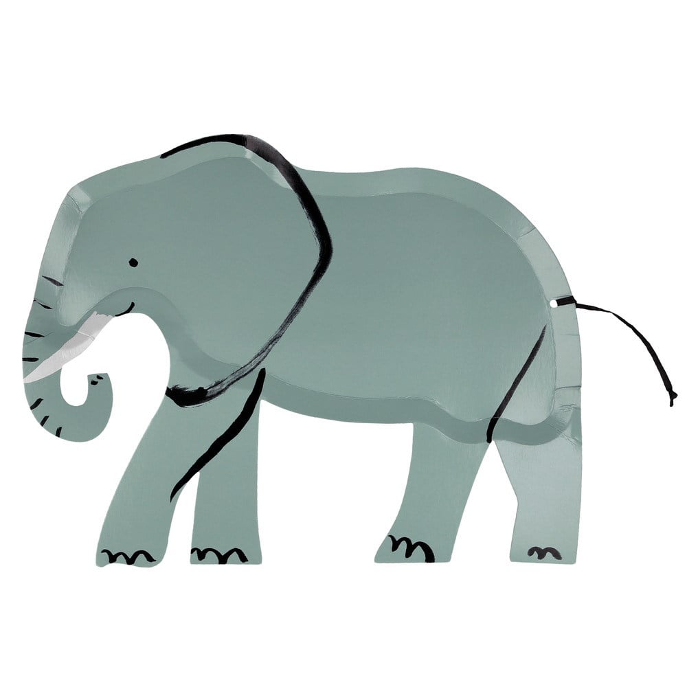 Meri Meri - Elephant Plates - Fil Tabaklar - 8'li Tabaklar
