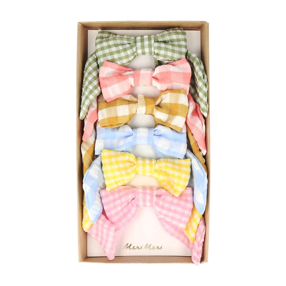 Meri Meri - Gingham Hair Bows - Pötikareli Saç Aksesuarı Tokalar ve Taçlar