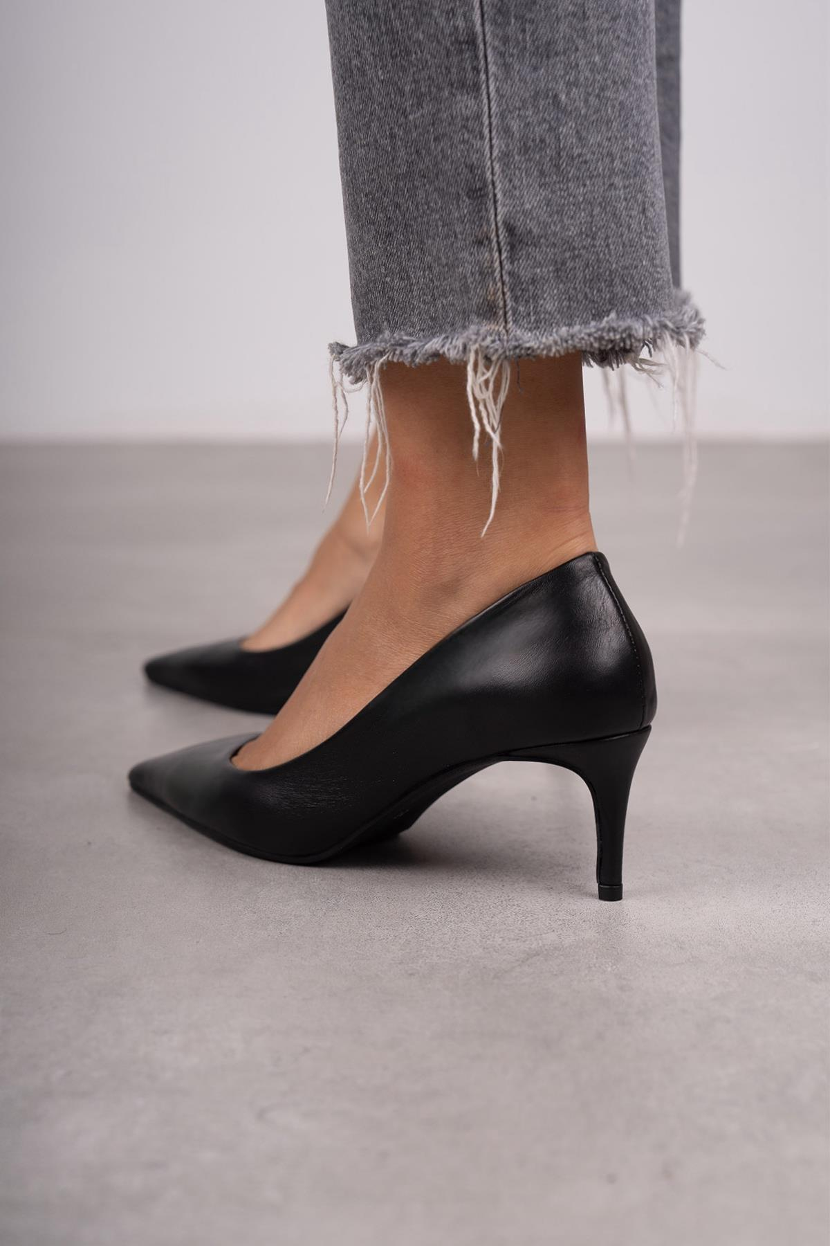 ANNA SİYAH DERİ HAKİKİ STİLETTO SİYAH DERİ