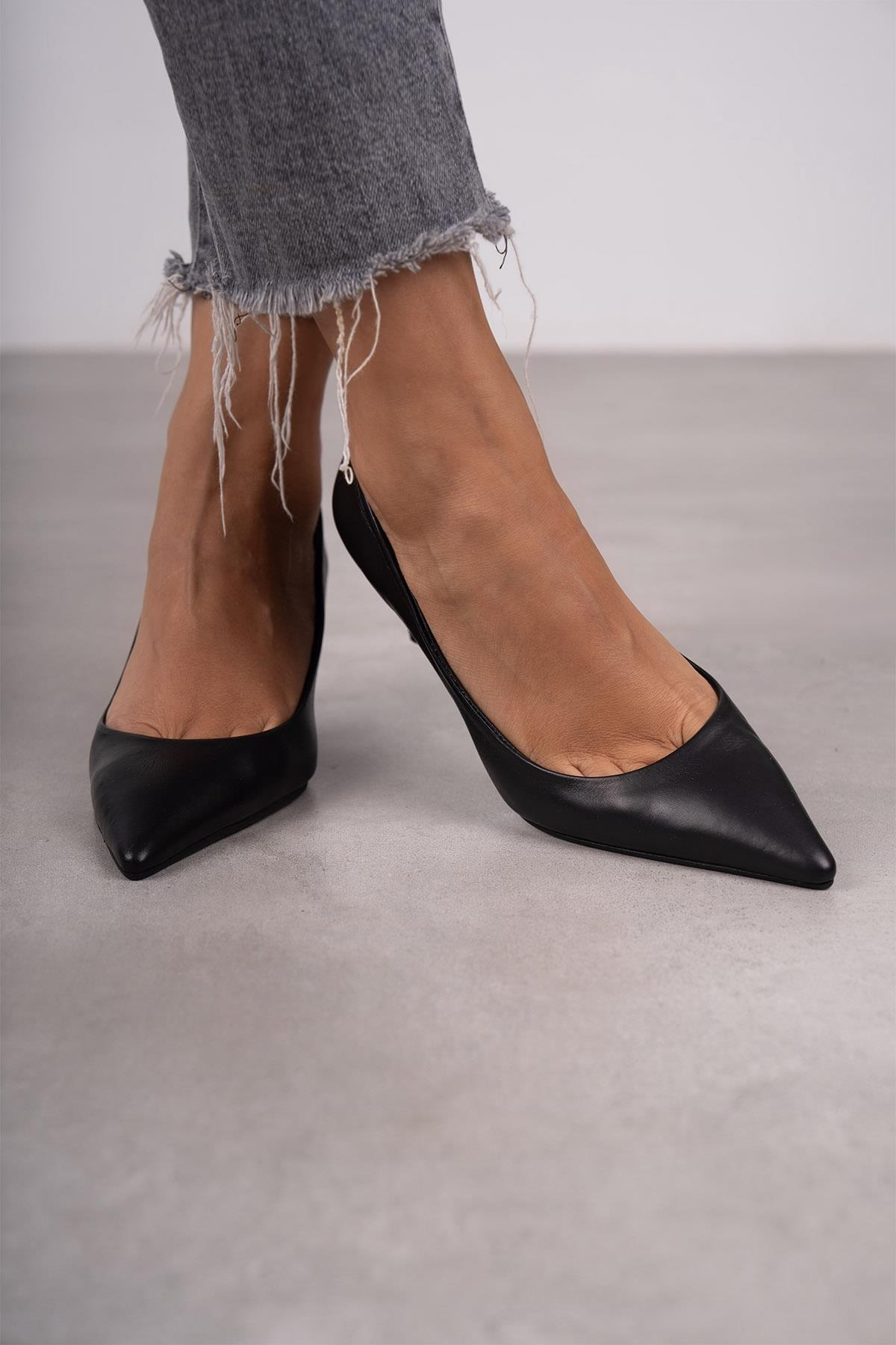 ANNA SİYAH DERİ HAKİKİ STİLETTO SİYAH DERİ