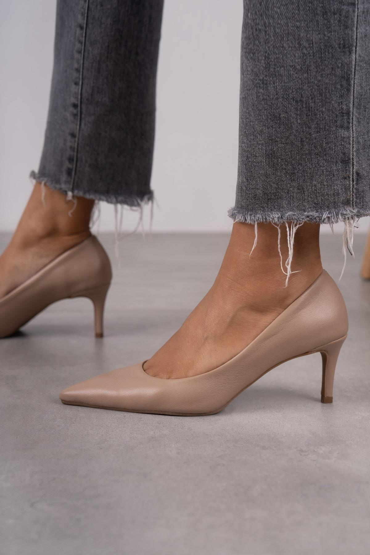 ANNA TEN DERİ HAKİKİ STİLETTO TEN DERİ