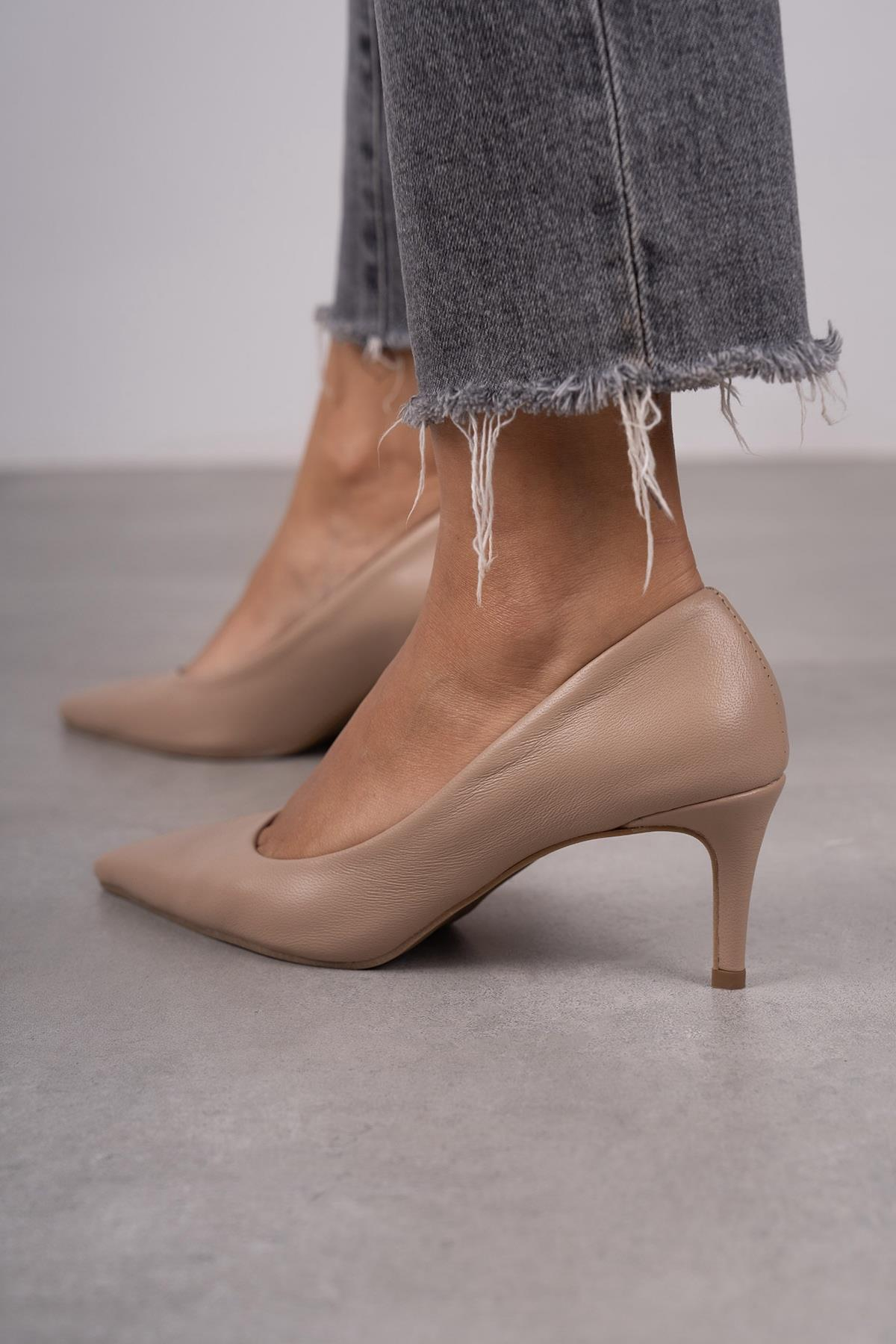 ANNA TEN DERİ HAKİKİ STİLETTO TEN DERİ