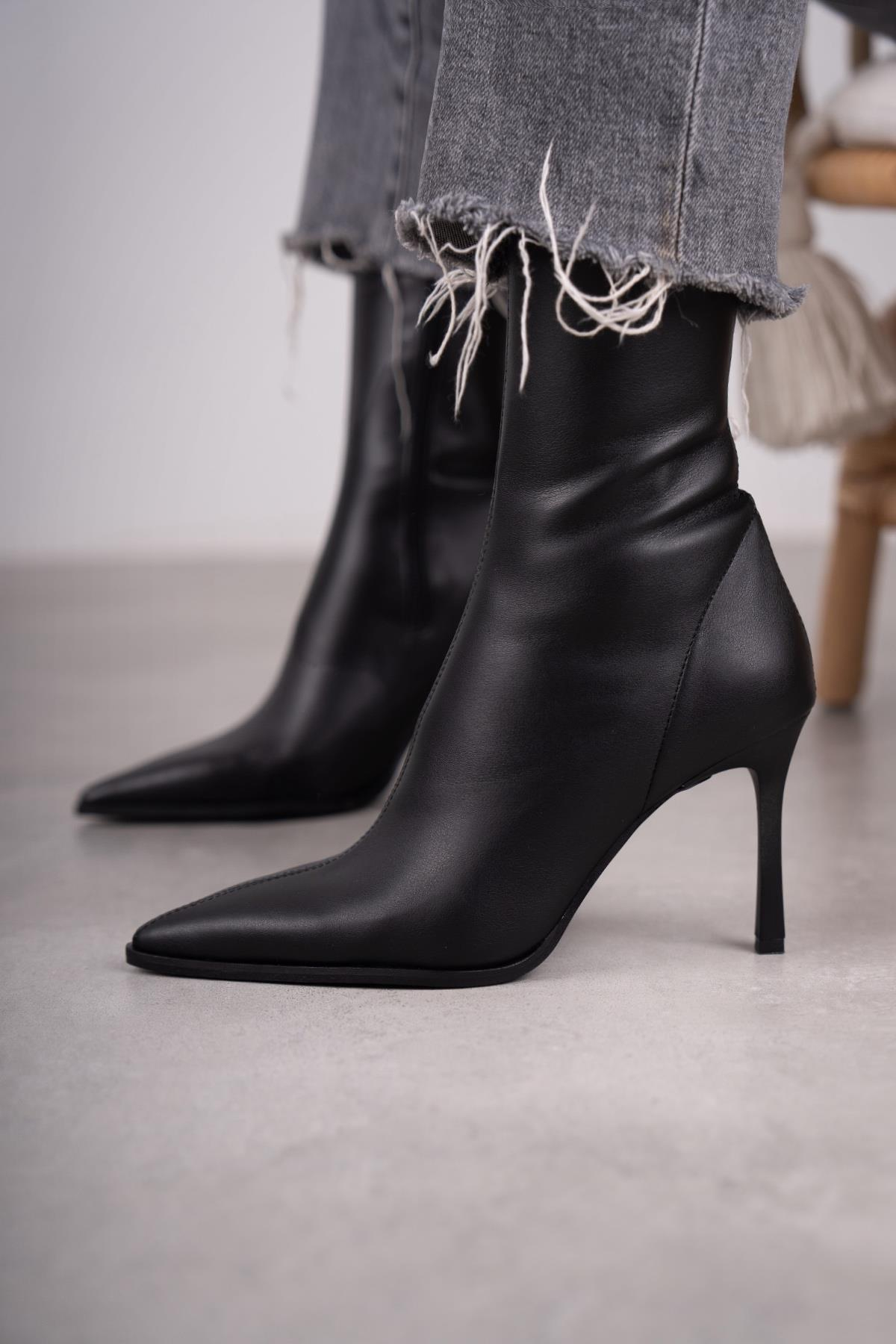 BACK STREÇ SİYAH DERİ BOT SİYAH DERİ