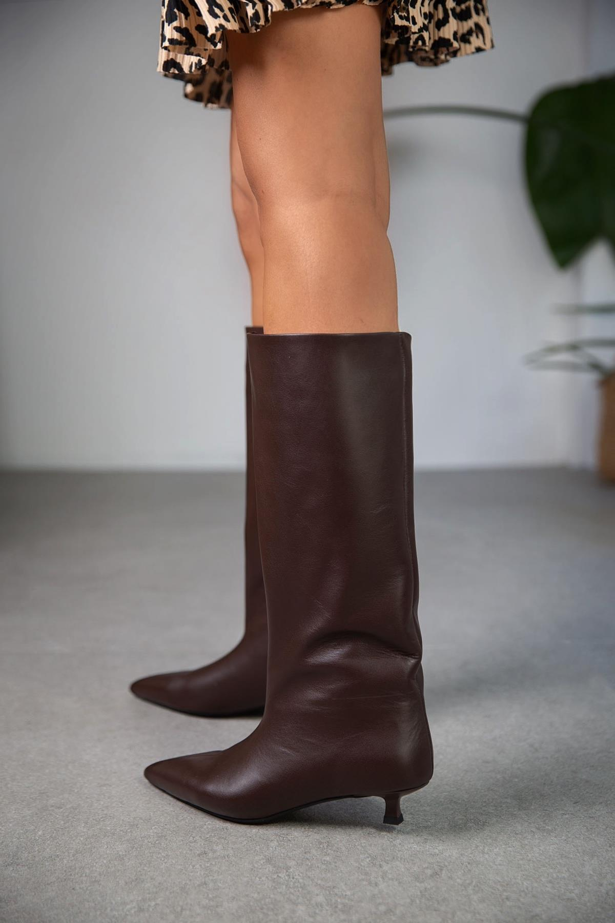 CİTY KAHVE DERİ ÇİZME KAHVE