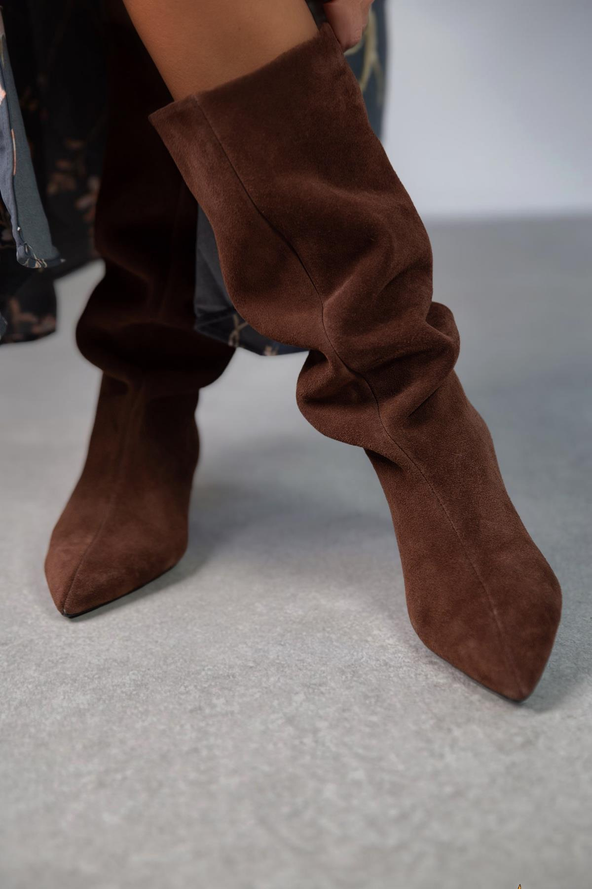 CİTY KAHVE SÜET ÇİZME KAHVE