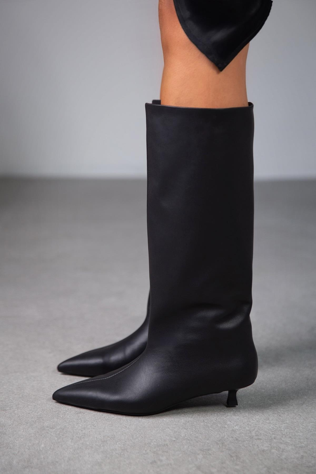 CİTY SİYAH DERİ ÇİZME SİYAH DERİ