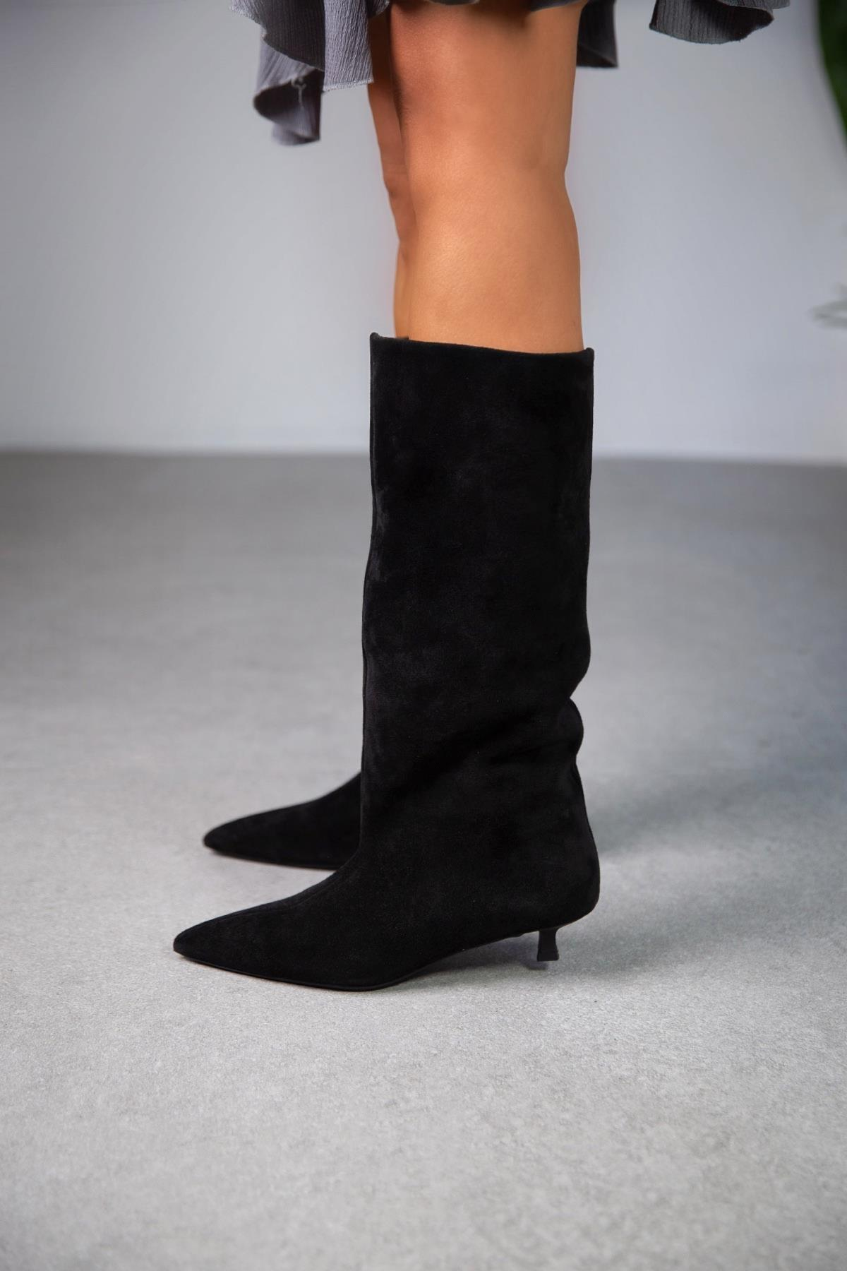 CİTY SİYAH SÜET ÇİZME SİYAH SÜET