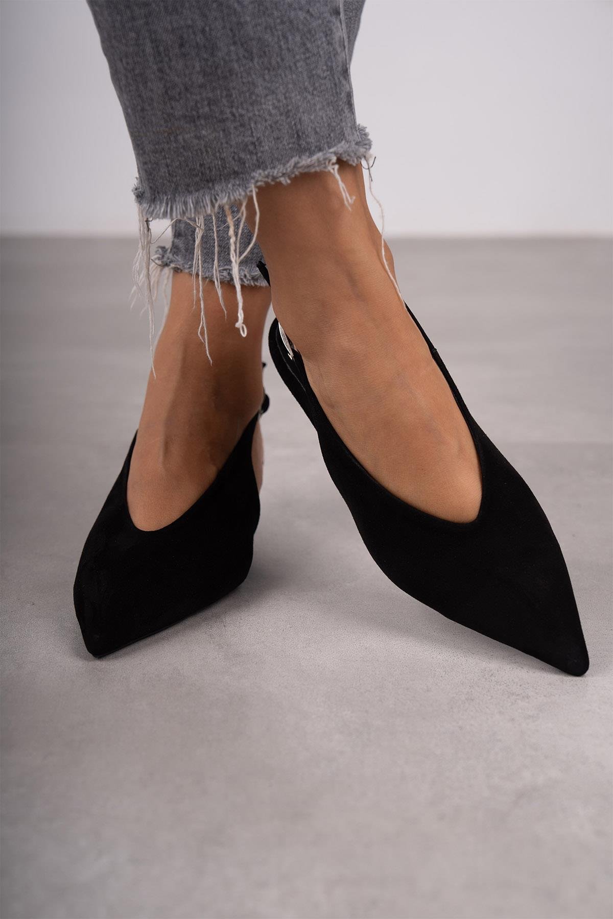 DALİA SİYAH SÜET HAKİKİ AYAKKABI SİYAH SÜET