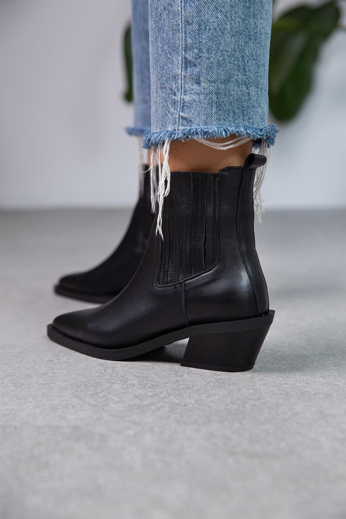 DEEP SİYAH DERİ KOVBOY SİYAH DERİ