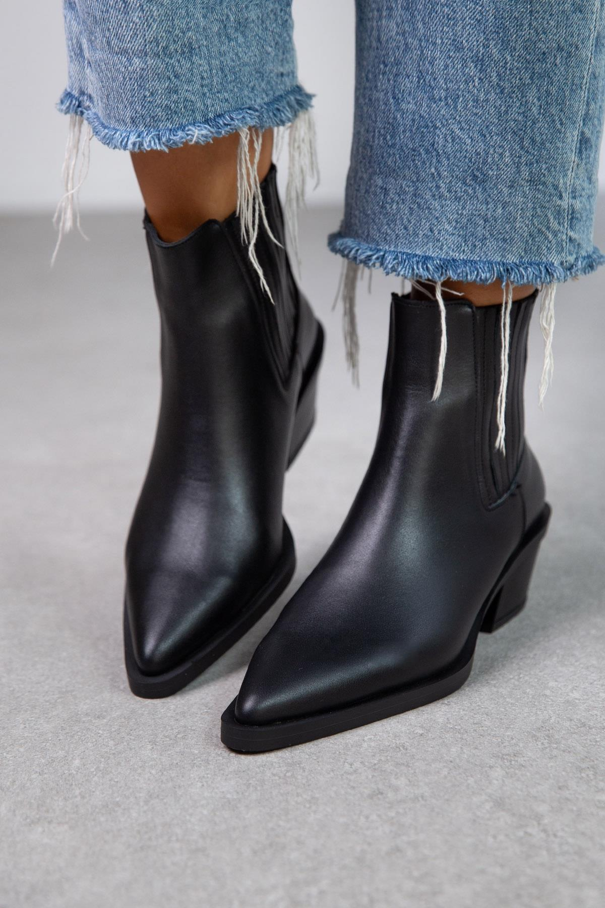 DEEP SİYAH DERİ KOVBOY SİYAH DERİ