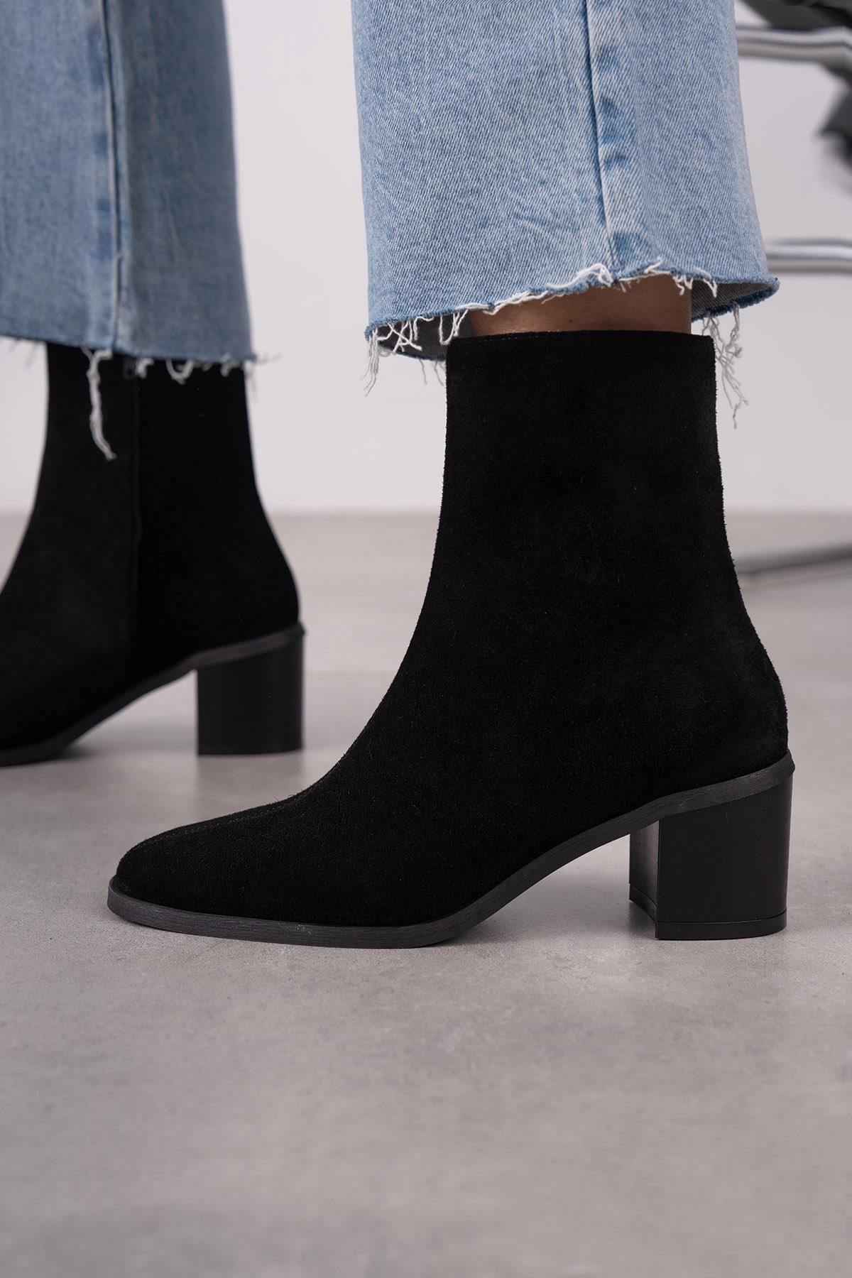 ELENOR SİYAH SÜET BOT SİYAH SÜET