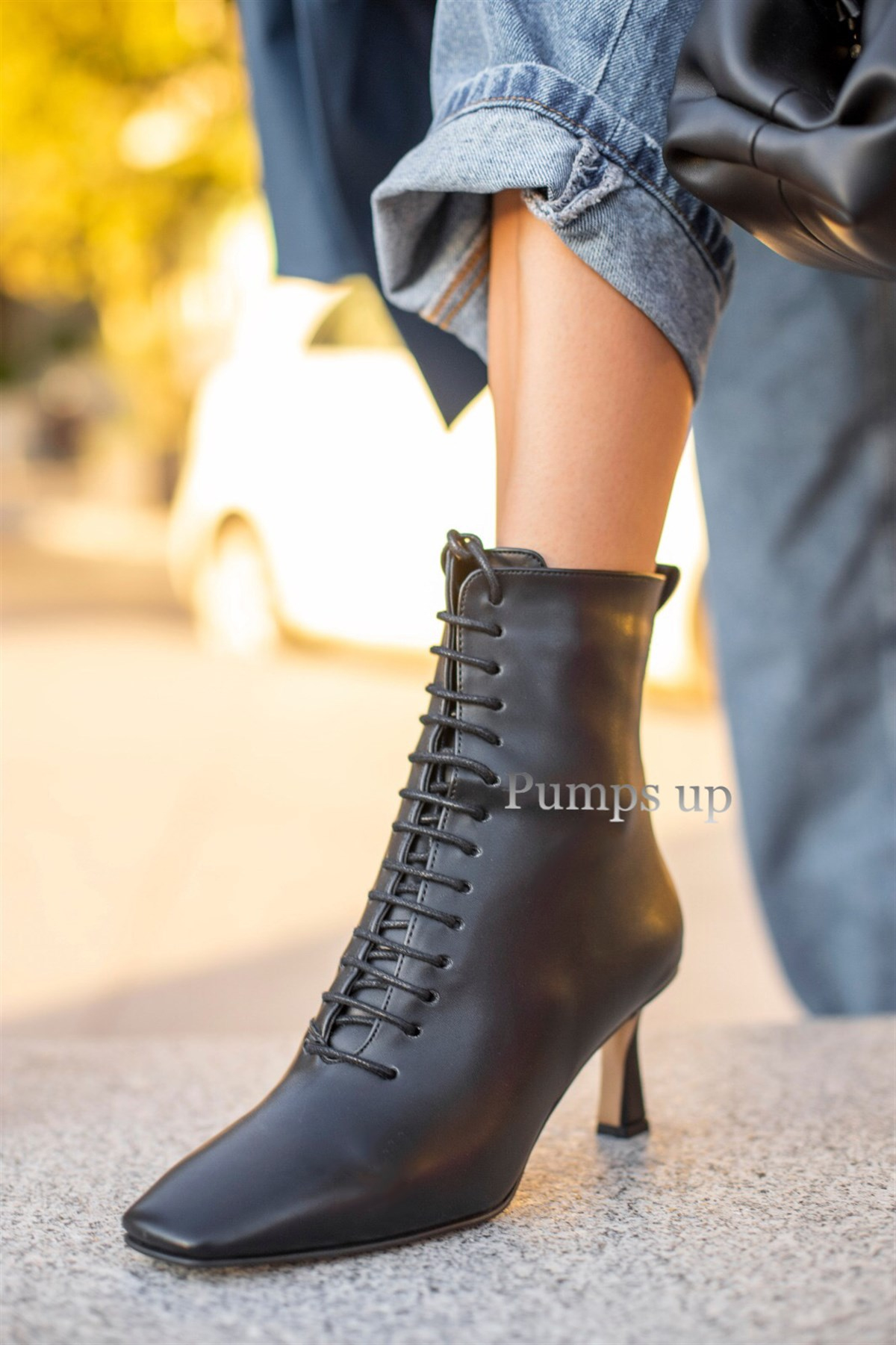 EMİLY SİYAH BOOTIE SİYAH DERİ