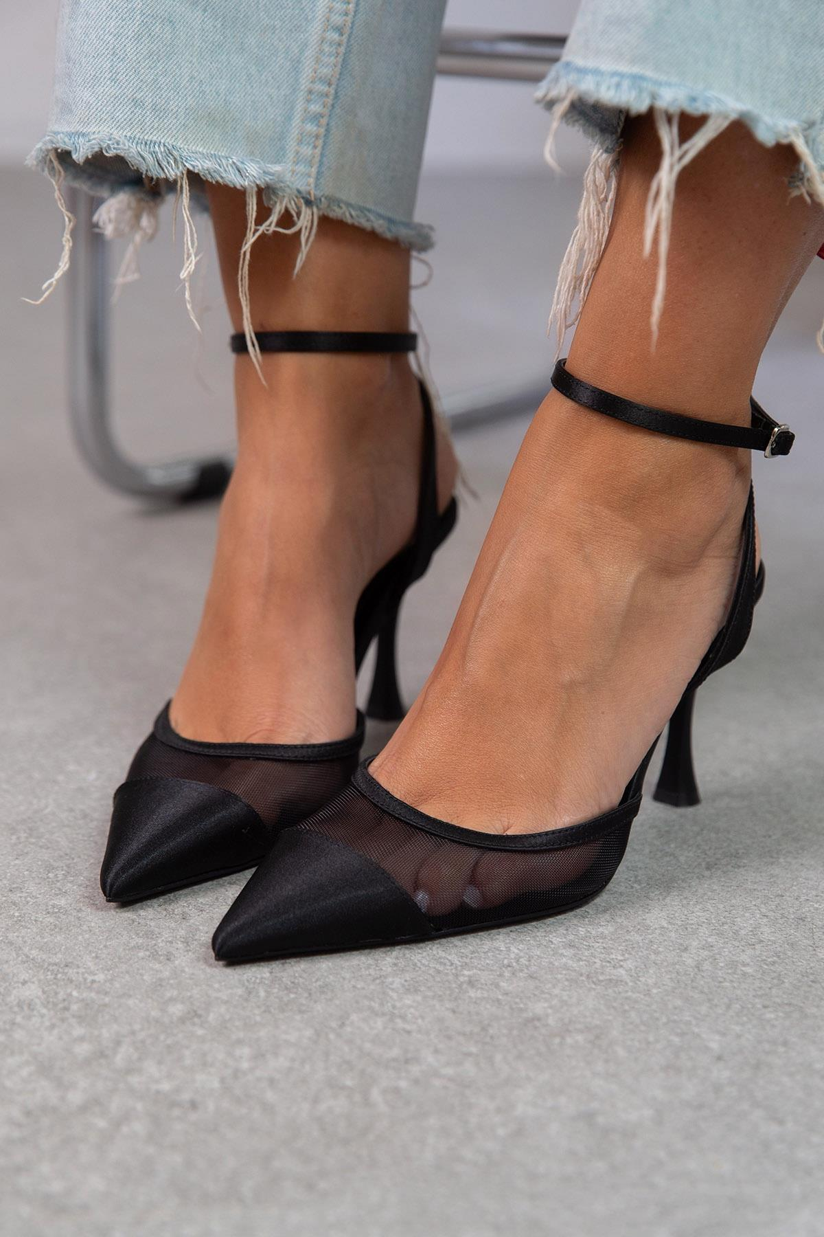 FİONA SİYAH MAT SATEN STİLETTO SİYAH