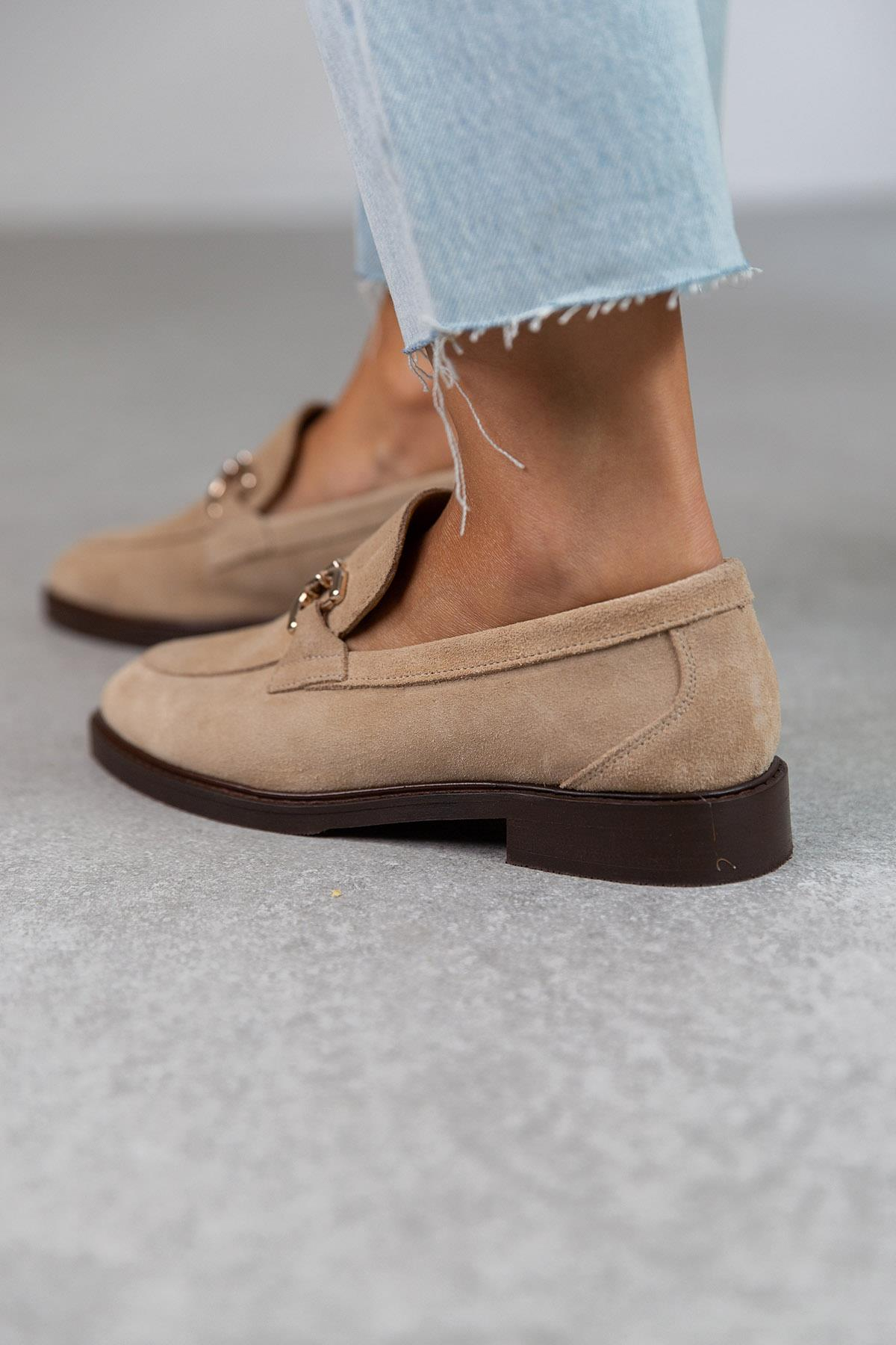 JİLL BEJ SÜET LOAFER BEJ