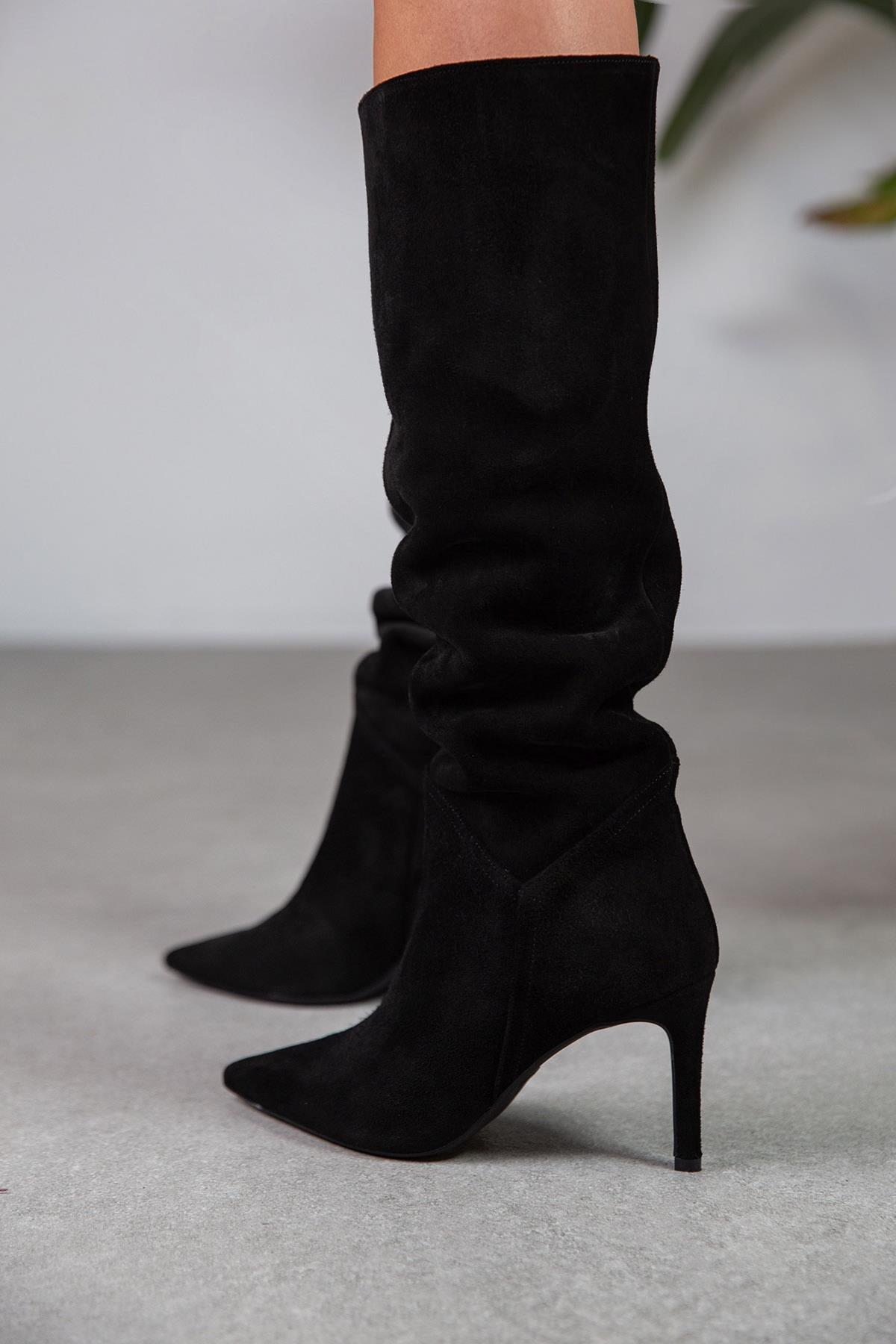 KİSS SİYAH SÜET ÇİZME SİYAH