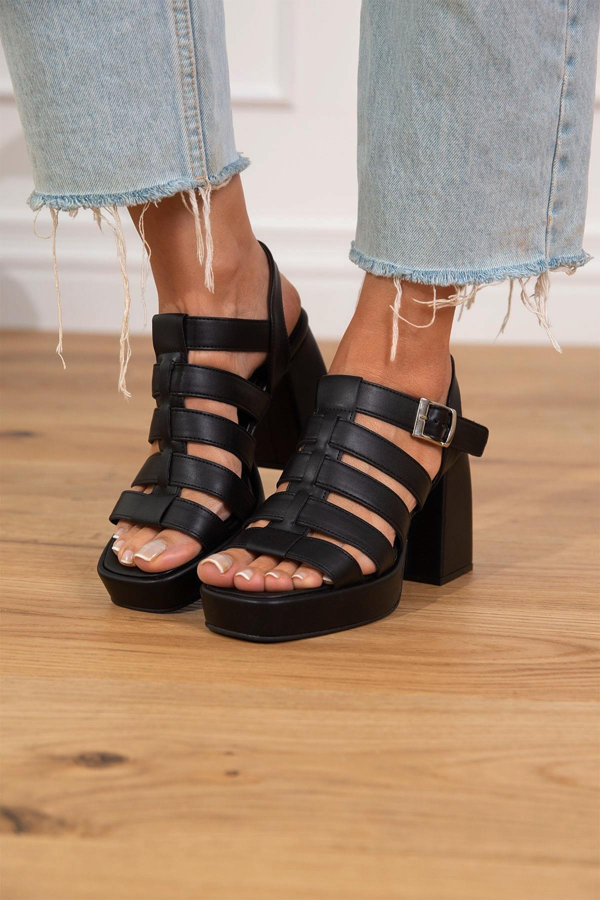 LEXA SİYAH DERİ SANDALET SİYAH