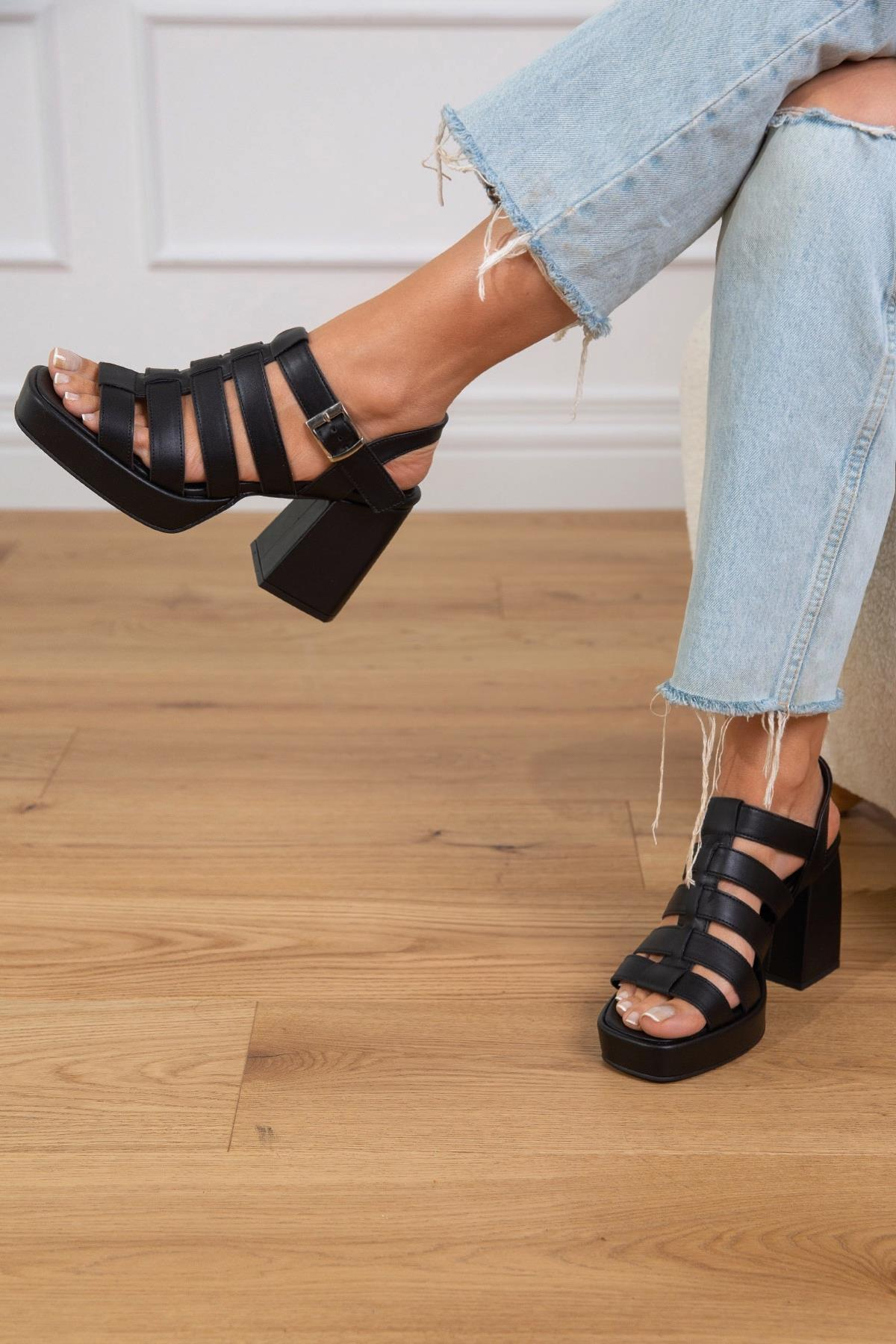 LEXA SİYAH DERİ SANDALET SİYAH