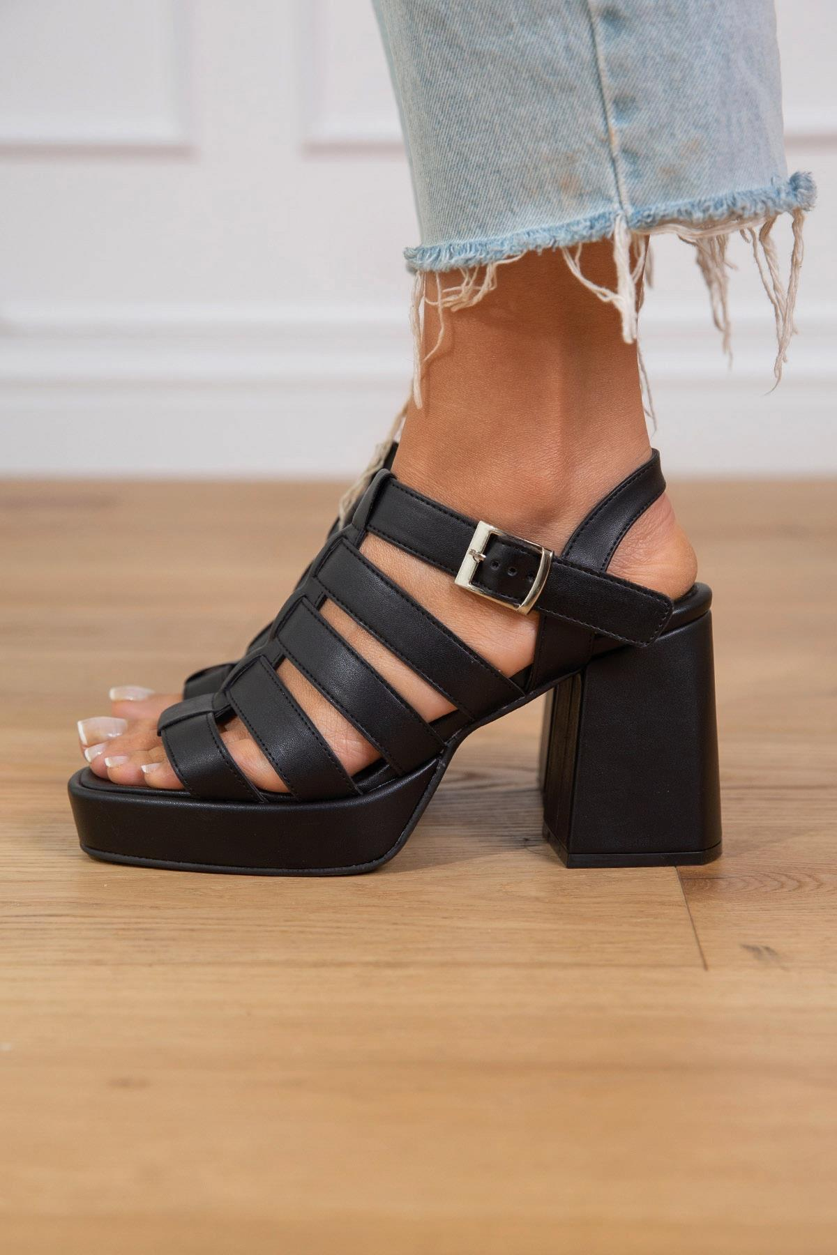 LEXA SİYAH DERİ SANDALET SİYAH