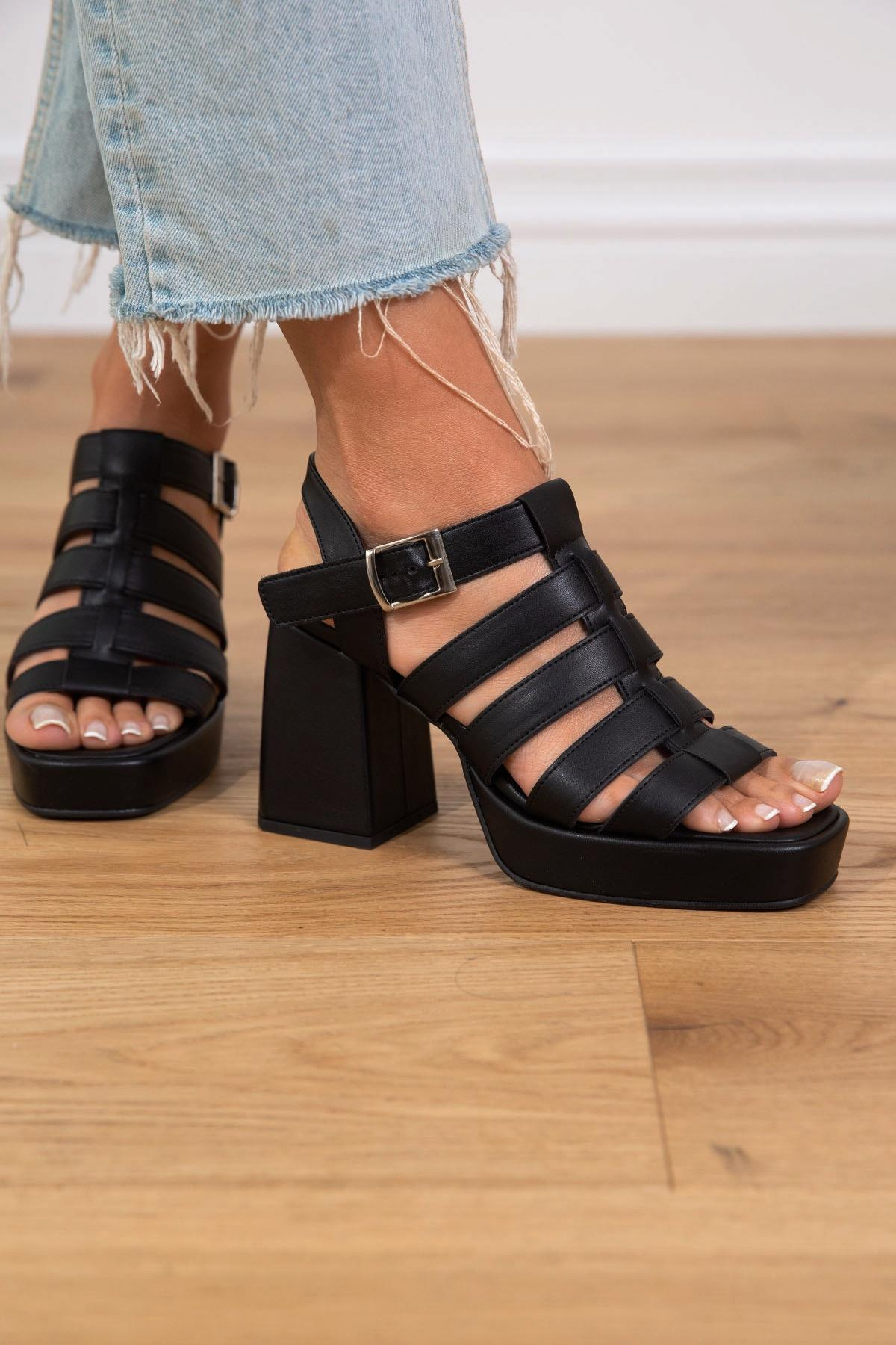 LEXA SİYAH DERİ SANDALET SİYAH