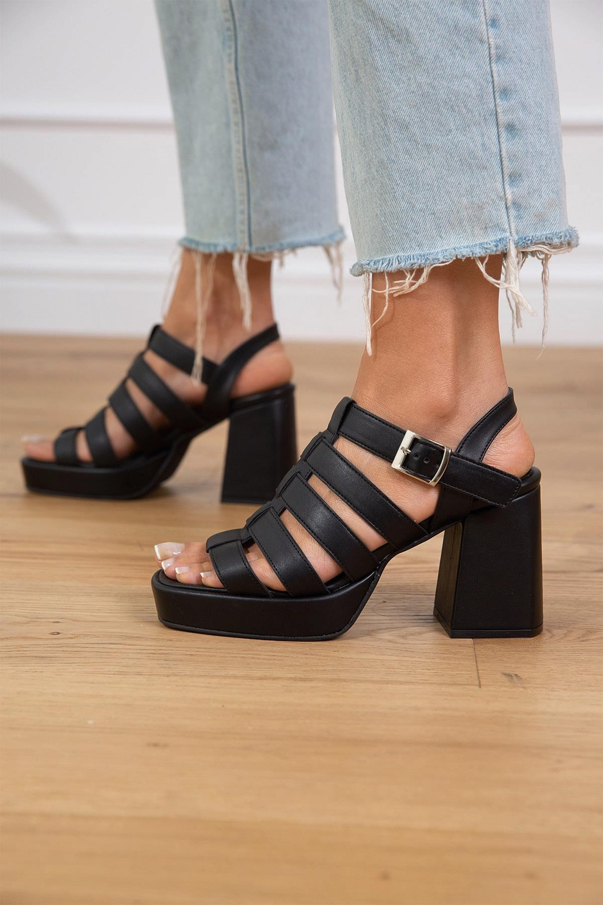 LEXA SİYAH DERİ SANDALET SİYAH