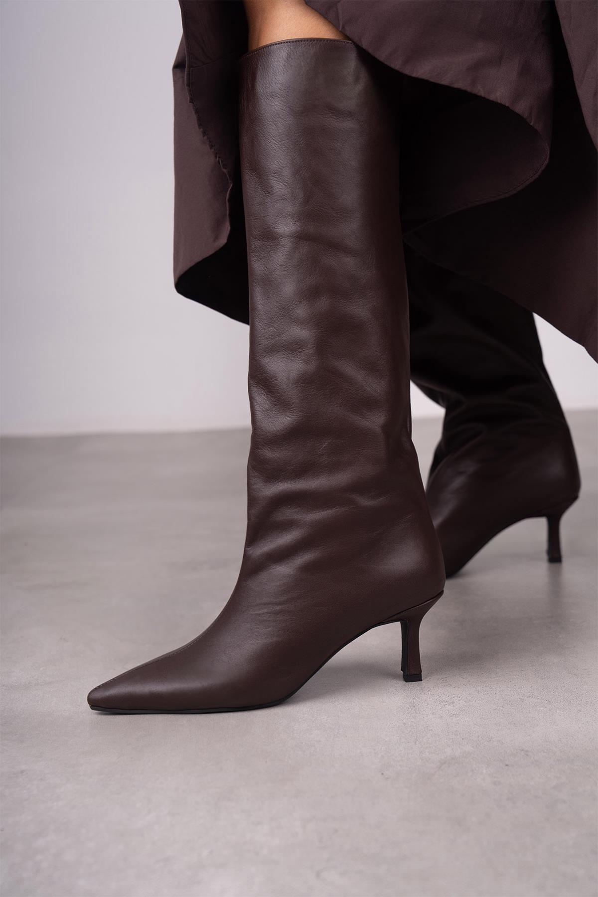 LİZA KAHVE DERİ ÇİZME KAHVE