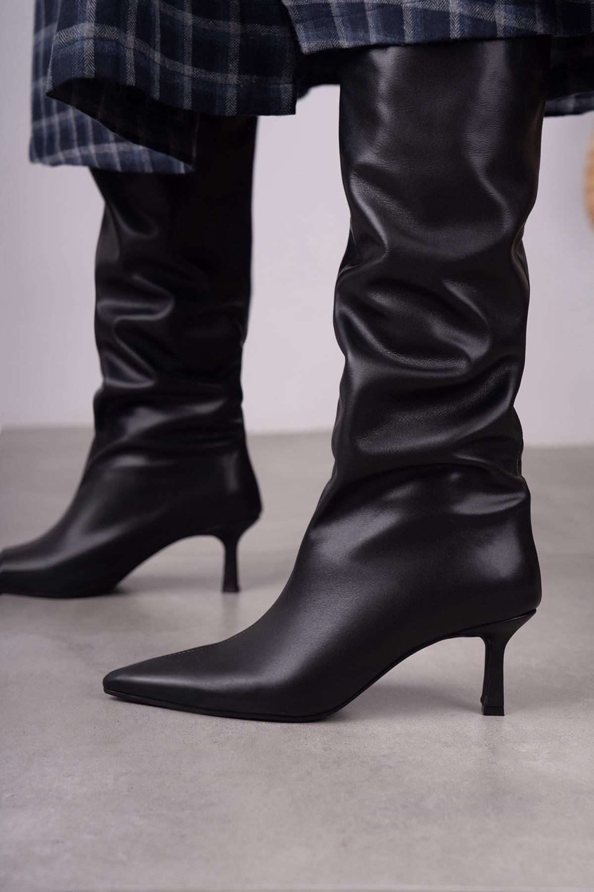 LİZA SİYAH DERİ ÇİZME SİYAH DERİ