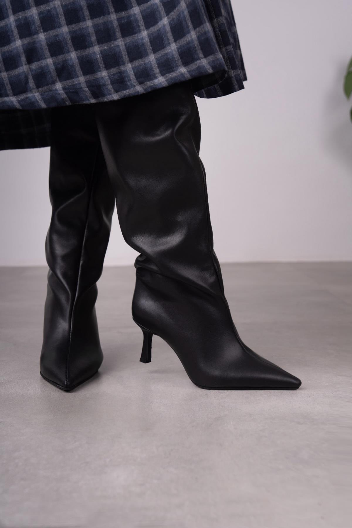 LİZA SİYAH DERİ ÇİZME SİYAH DERİ