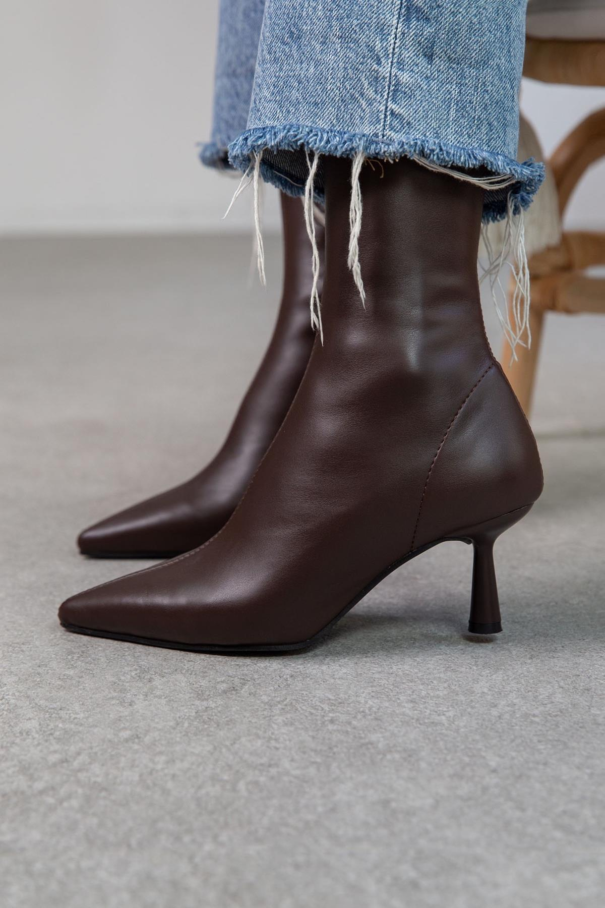 LOOK STREÇ KAHVE DERİ BOT KAHVE