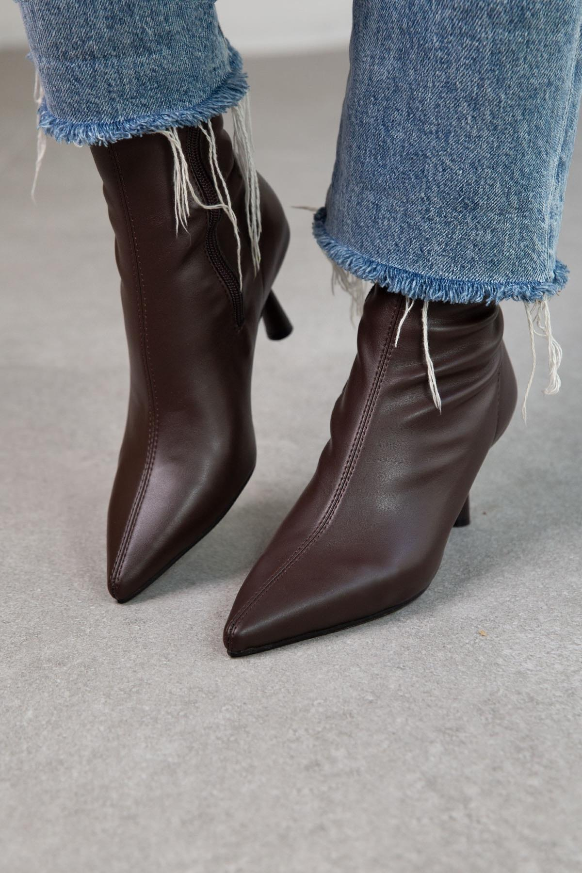 LOOK STREÇ KAHVE DERİ BOT KAHVE