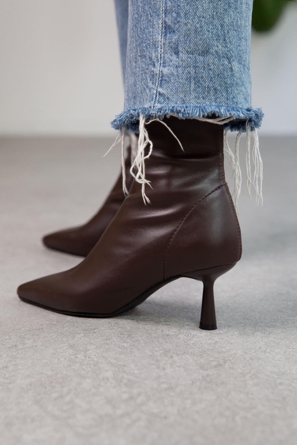 LOOK STREÇ KAHVE DERİ BOT KAHVE