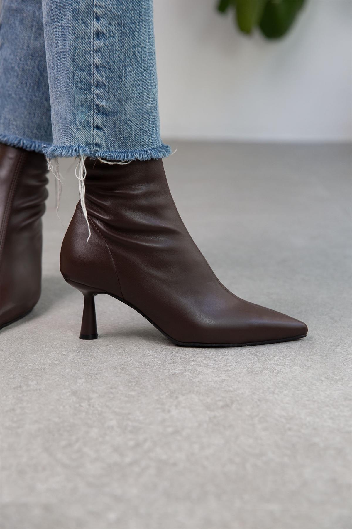 LOOK STREÇ KAHVE DERİ BOT KAHVE