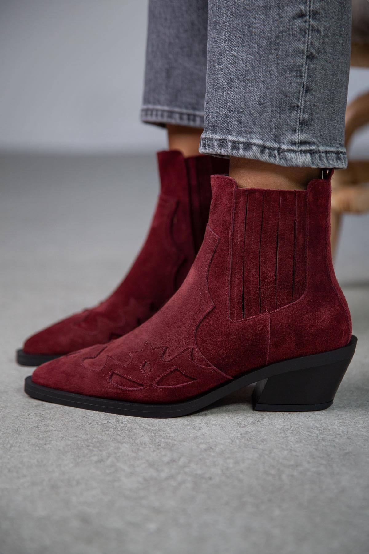 LUİS BORDO SÜET KOVBOY bordo