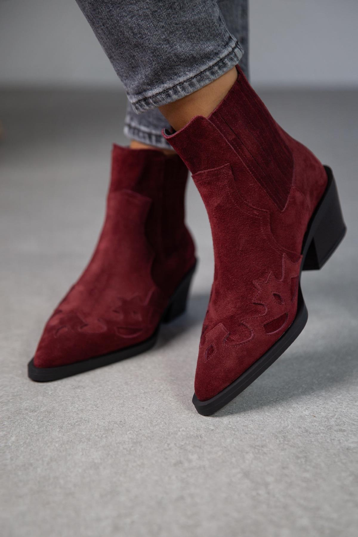 LUİS BORDO SÜET KOVBOY bordo