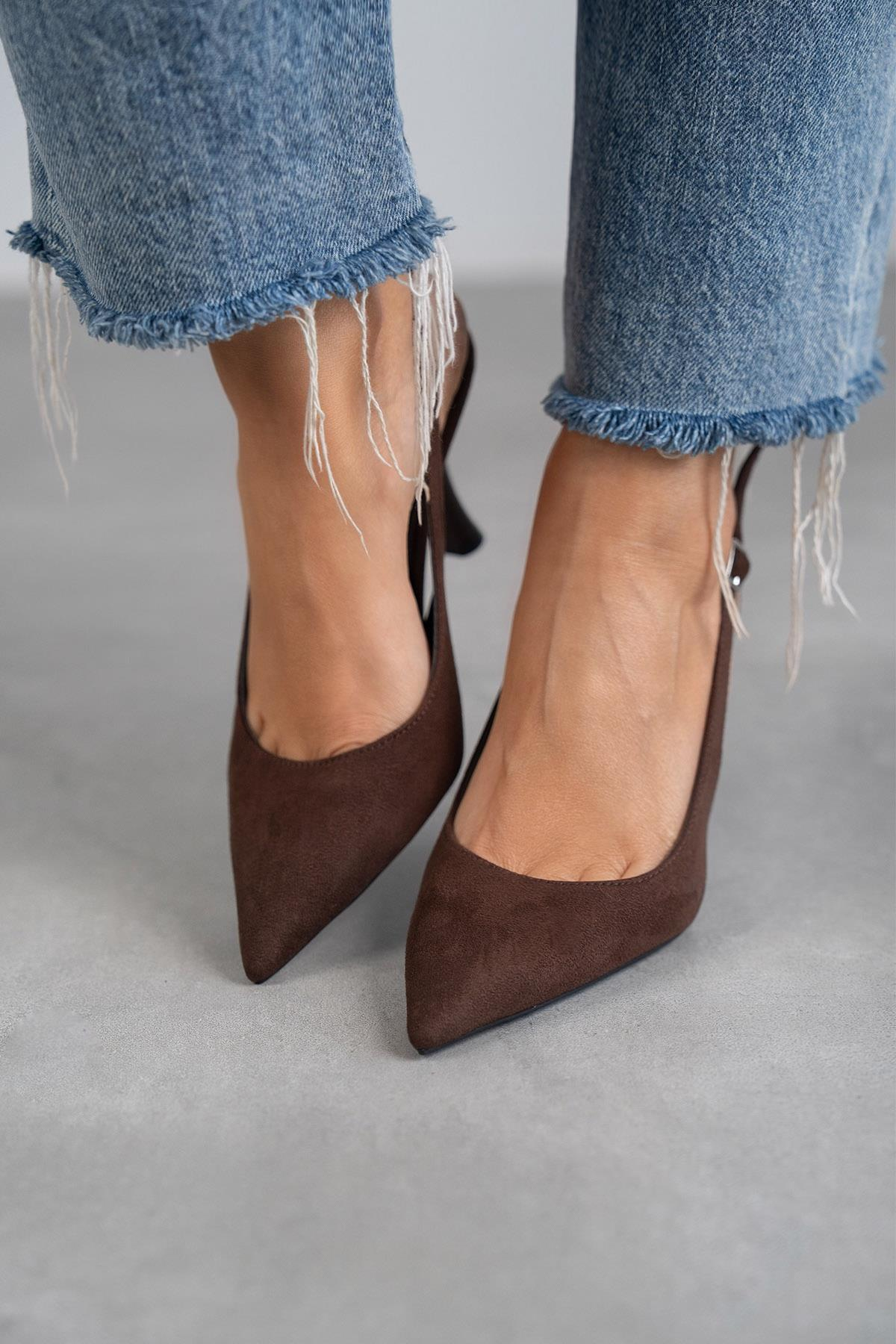 MİSS KOYU KAHVE SÜET STİLETTO KAHVE