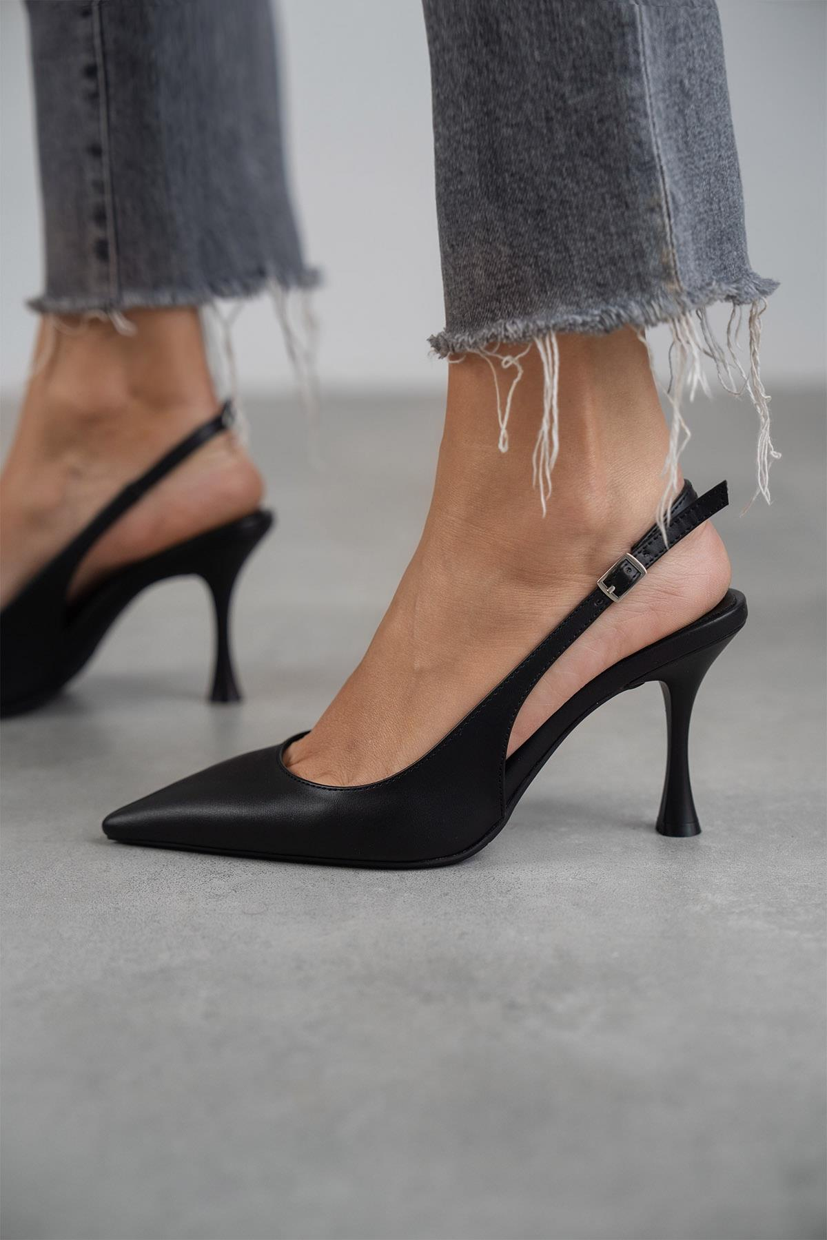 MİSS SİYAH DERİ STİLETTO SİYAH DERİ