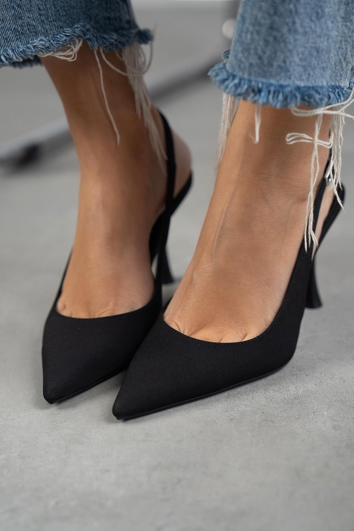 MİSS SİYAH MAT SATEN STİLETTO SİYAH