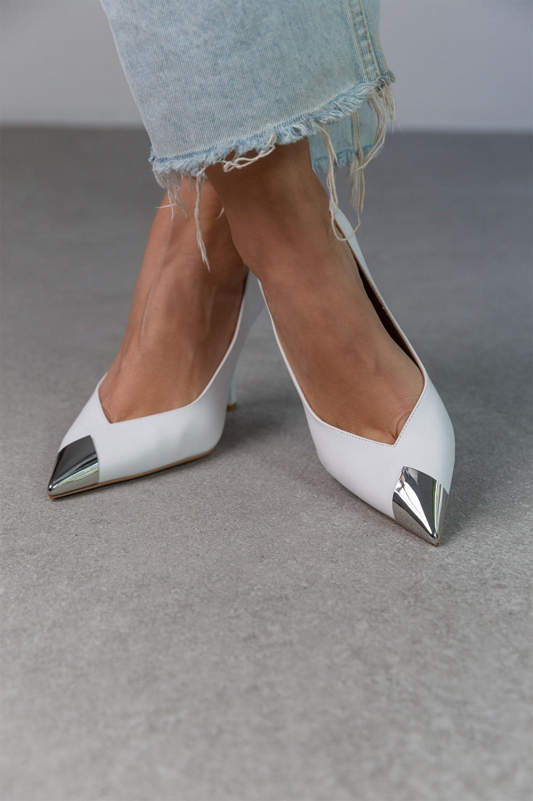 ROCK BEYAZ DERİ STİLETTO BEYAZ