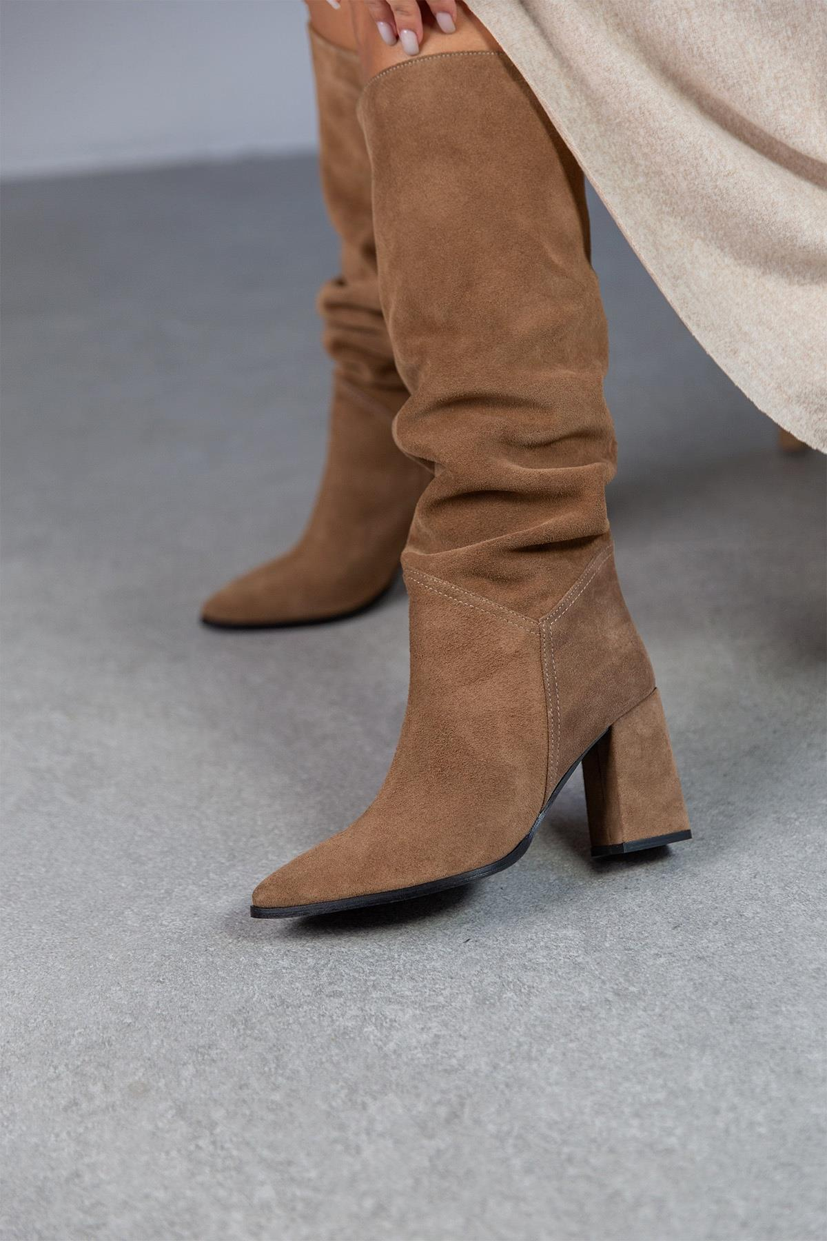 RUSH AÇIK KAHVE SÜET ÇİZME TÜTÜN